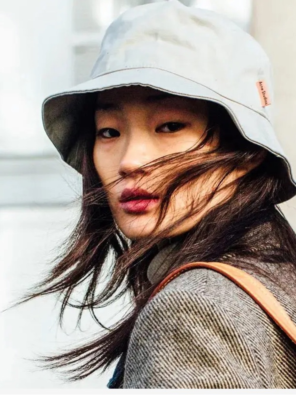 Acne Light Gray Bucket Hat with Subtle Logo